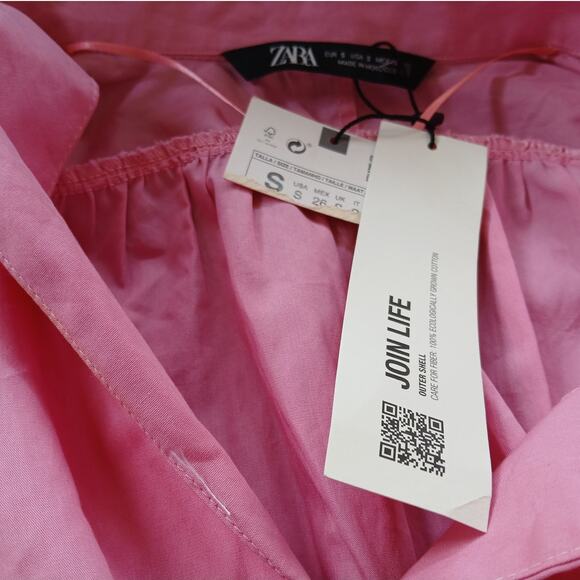 NWT - Zara Pink Poplin Mini Dress Size: S - Picture 2 of 5